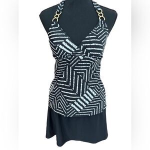 New with tags Anne Cole Collection 2 piece tankini, black/white size 8
